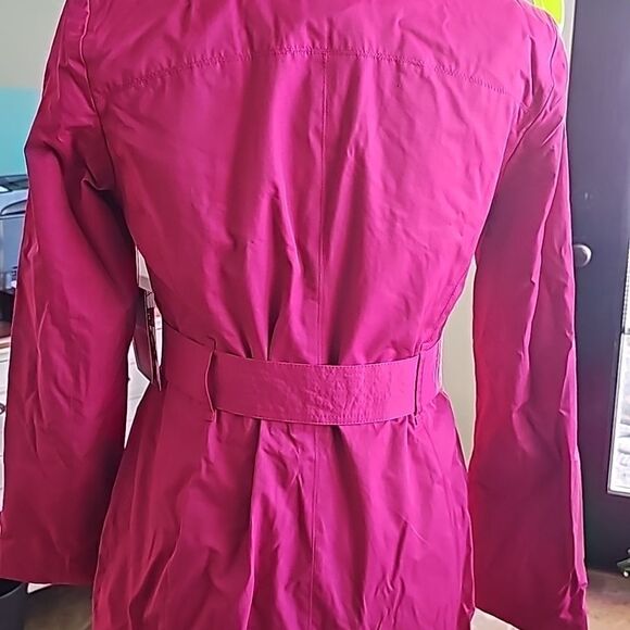 London Fog raspberry mid length trench coat size small - Picture 7 of 14
